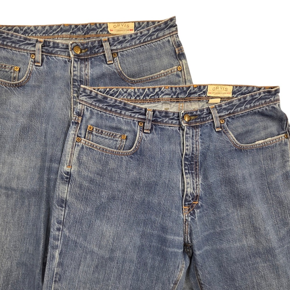 Lot of 2 Vintage Orvis American Denim Classic Straight Leg Jeans Mens 34x30 USA
